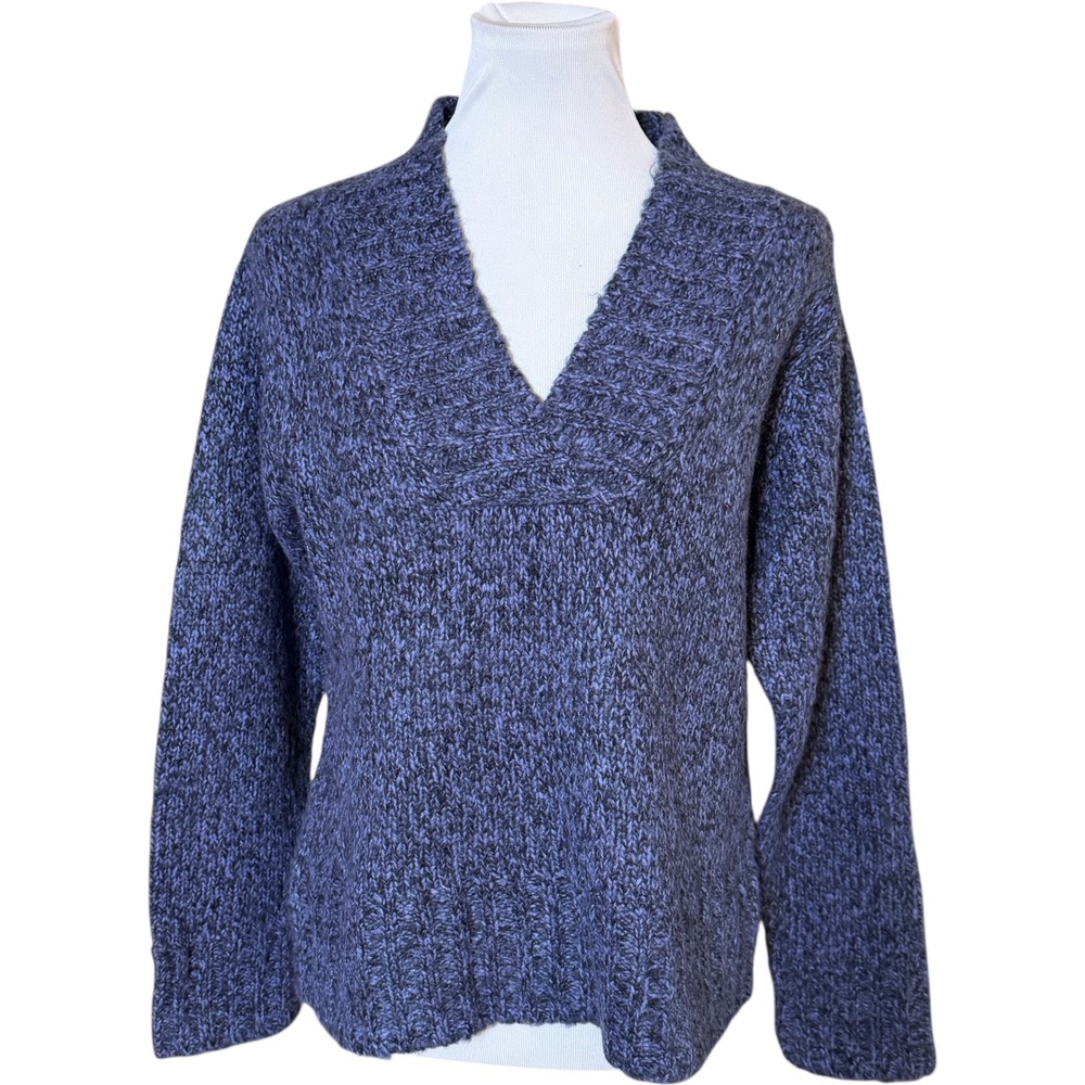 Wind River Sweater Women Medium Blue Marled Knit V-Neck Pullover Acrylic Cozy - Picture 2 of 6